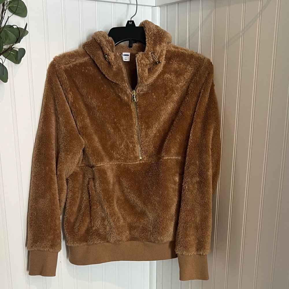 Old Navy Men's Tan Zip-Up Fleece Sweater